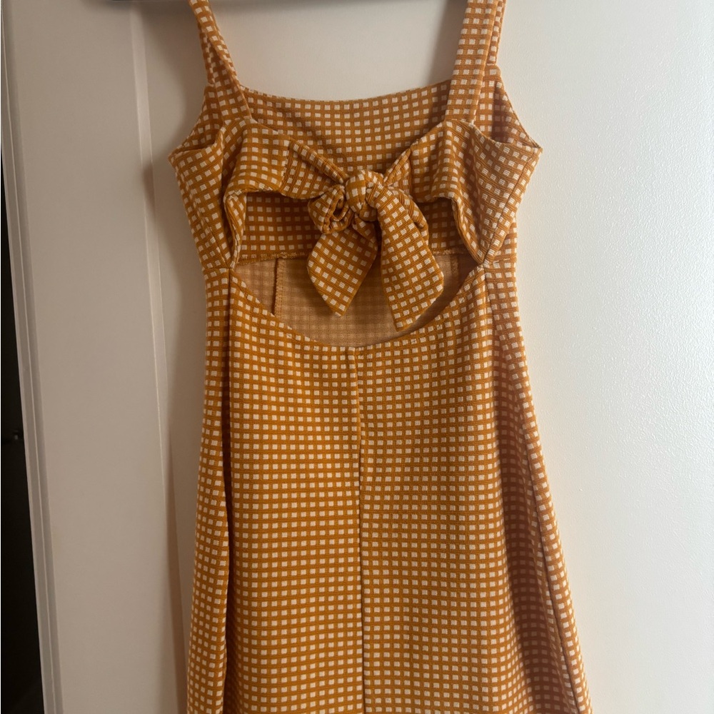 Free People Yellow Checkered Mini Dress